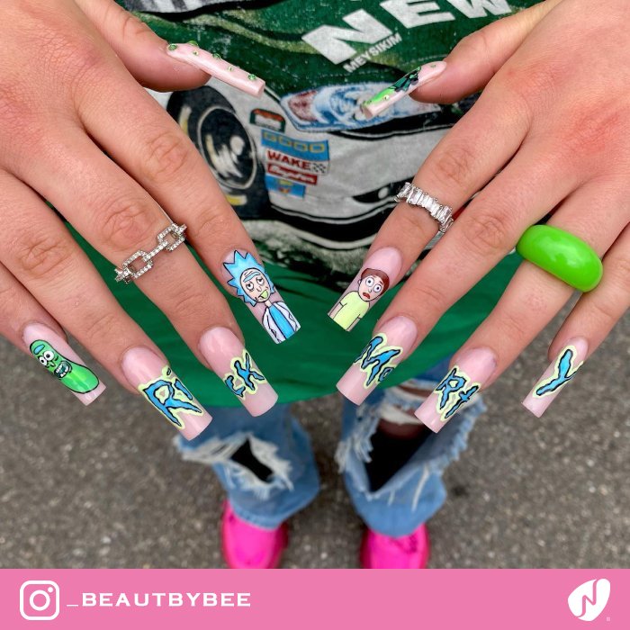 Rick and Morty Graffiti Nails